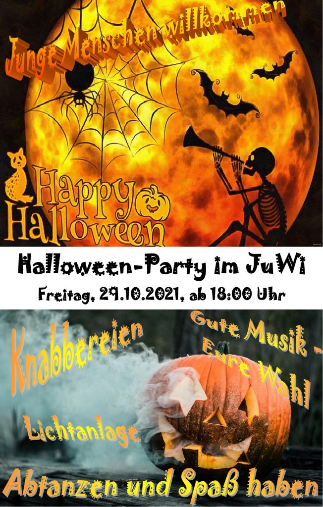 Halloween-Feier im JuWi. Am 29.10.2021. Ab 18 Uhr.